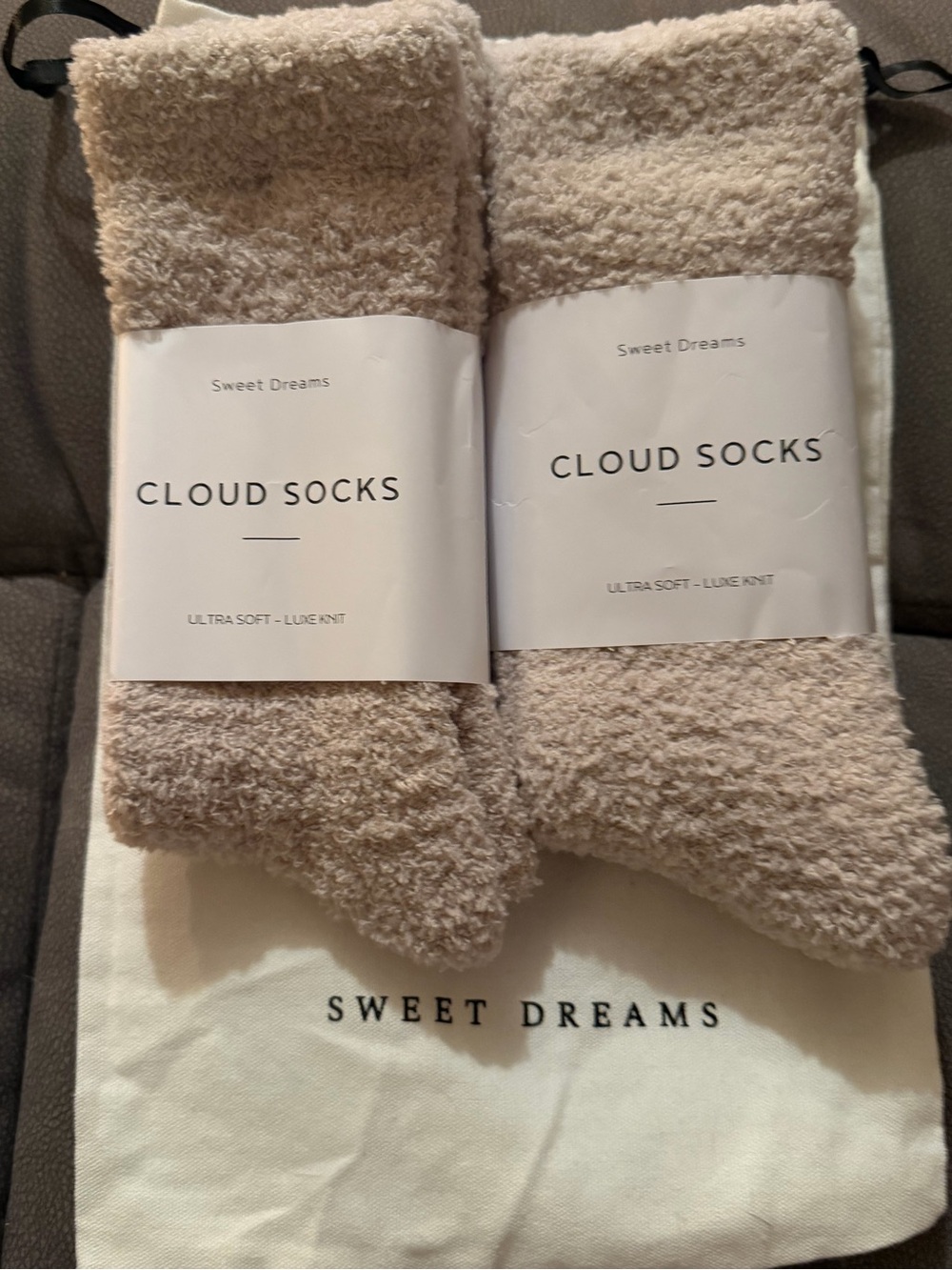 Sweet Dreams Cloud Socks in Light Beige